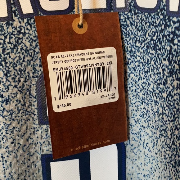 Allen Iverson Georgetown Gradient Mitchell & Ness Swingman Jersey | Size XL & 2X - Picture 9 of 9